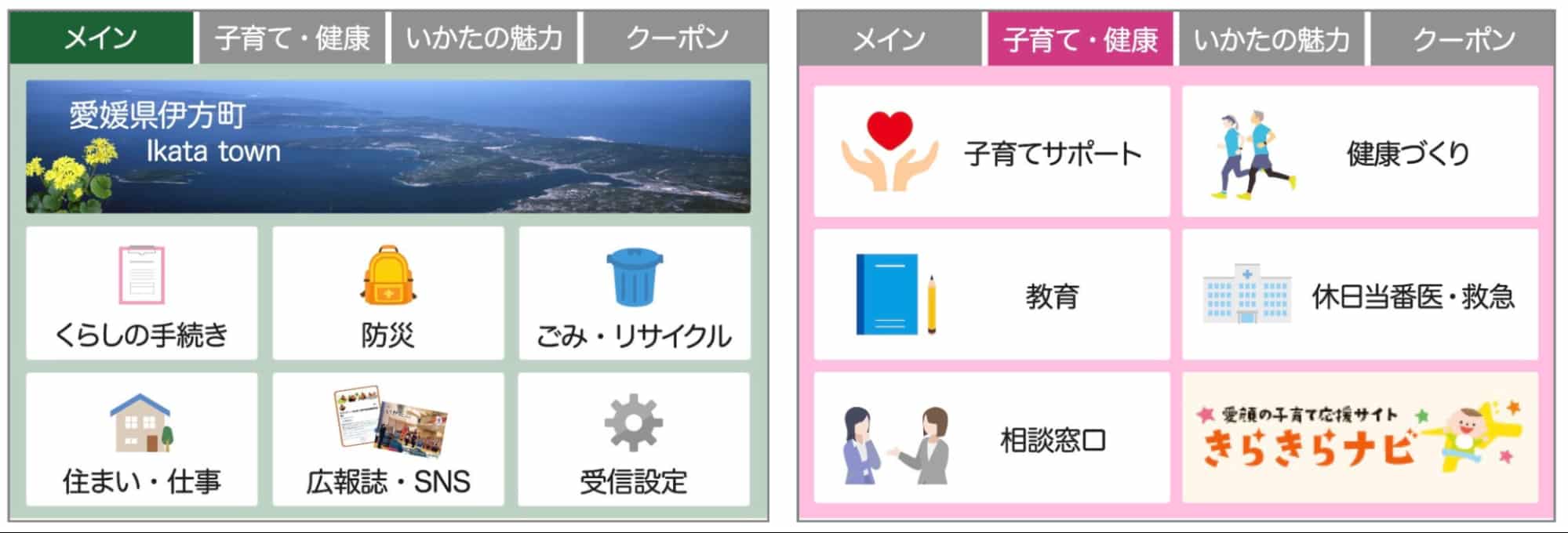 伊方町LINE公式アカウントのリッチメニュー